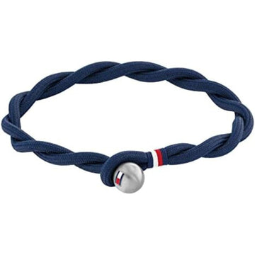 Ανδρικό βραχιόλι Tommy Hilfiger υφασμάτινο σε μπλε χρώμα με διαγώνια πλέξη.